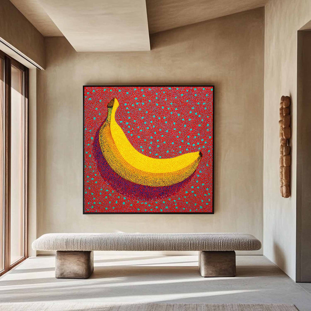ArtExplore Pop Art Banana Painting – Bold Handmade Yayoi Kusama Wall Art Large Door Way Wall Art