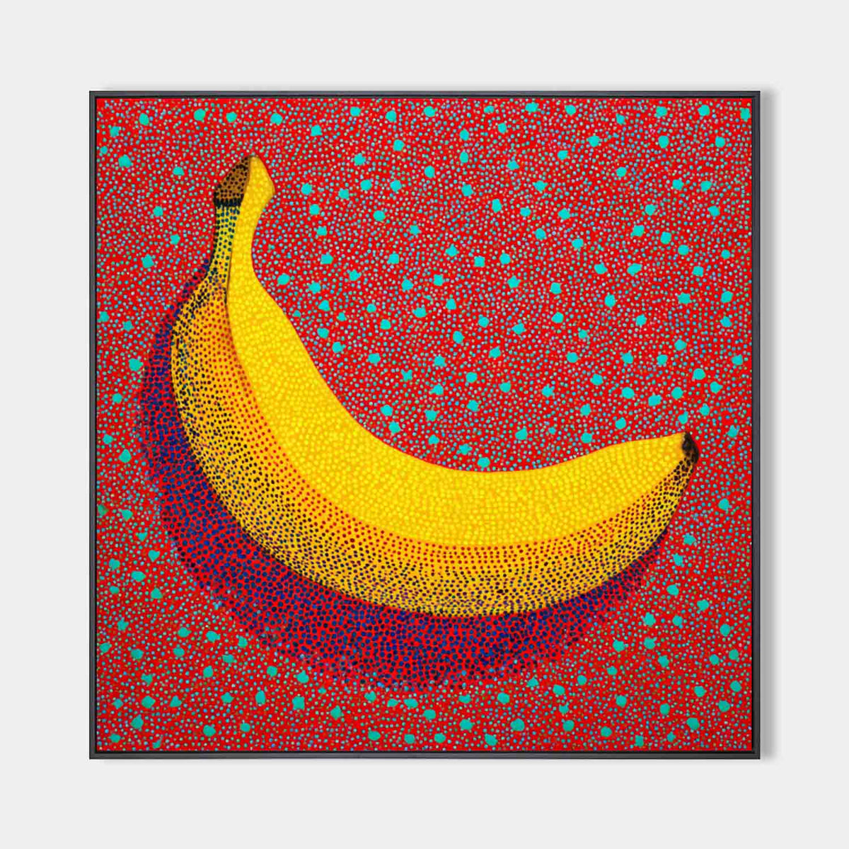 ArtExplore Pop Art Banana Painting – Bold Handmade Yayoi Kusama Wall Art Large Living Room Wall Art