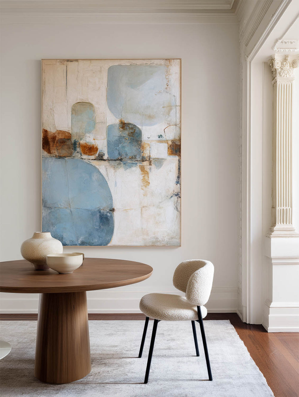 ArtExplore Textured Sky Blue Minimalist Painting – Modern Vertical Art for Home