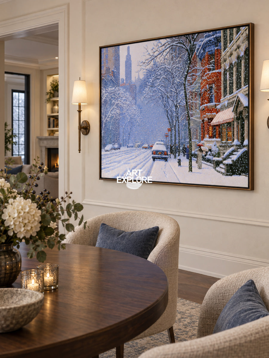 Urban Winter Landscape Wall Art For Modern Living Room And Office Decor