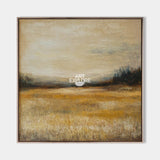 Autumn Fields Painting Landscape Wall Art Deep Beige Fields View Painting Large Art For Livingroom