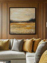 Autumn Fields Painting Landscape Wall Art Deep Beige Fields View Painting Large Art For Livingroom