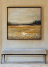Autumn Fields Painting Landscape Wall Art Deep Beige Fields View Painting Large Art For Livingroom