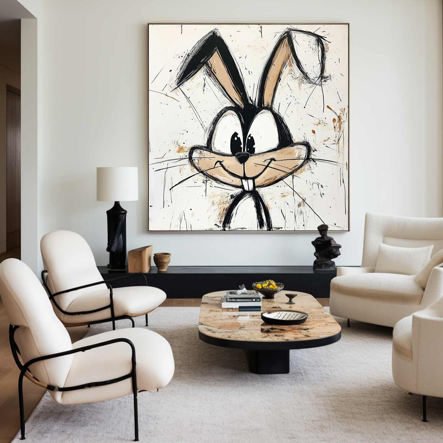 Large Bad Bunny Graffiti Art Bad Bunny Graffiti Wall Art Modern Texture Pop Painting For Sale