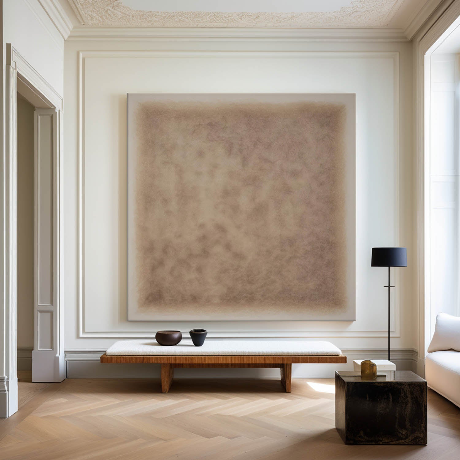 Beige Minimalist Abstract Art Wabi-sabi Monochrome Wall Art Modern Abstract Painting For livingroom