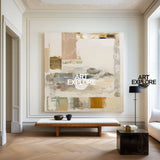 Beige Wabi-Sabi Minimalist Art | Large Cozy Textured Square Canvas ArtExplore