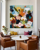Bespoke Impressionist Floral Abstract - Luxury Hand-Painted Masterpiece for livingroom