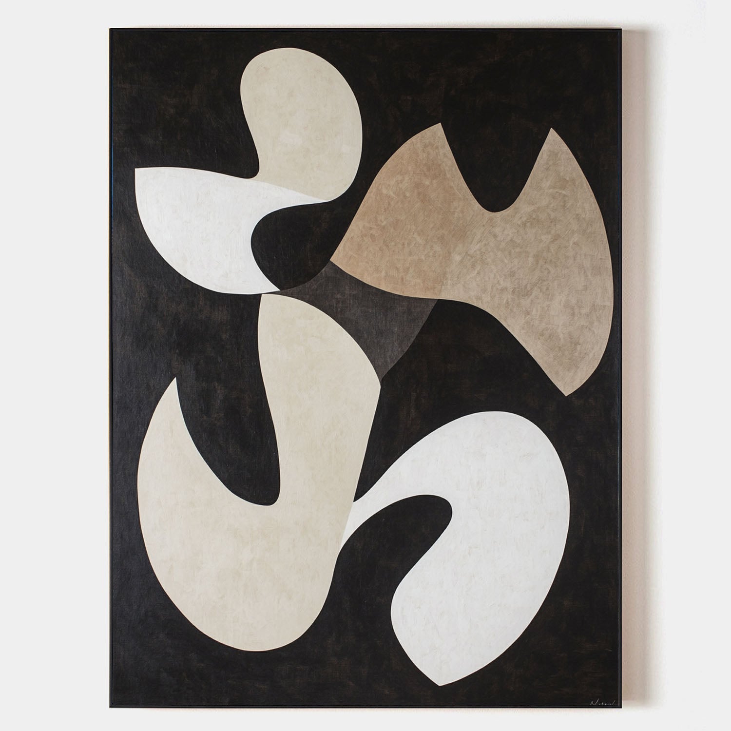 Black And Beige Minimalist Wall Art Matisse Fauvism Oil Painting Black Texture Livingroom Wall Art