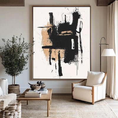 Large Black And White Canvas Wall Art Black White Wall Art Modern Abstract Art Paintings for Sale