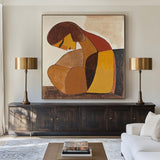 Black and Brown Minimalist Abstract Art Wabi-sabi Wall Art Modern Abstract Painting For livingroom