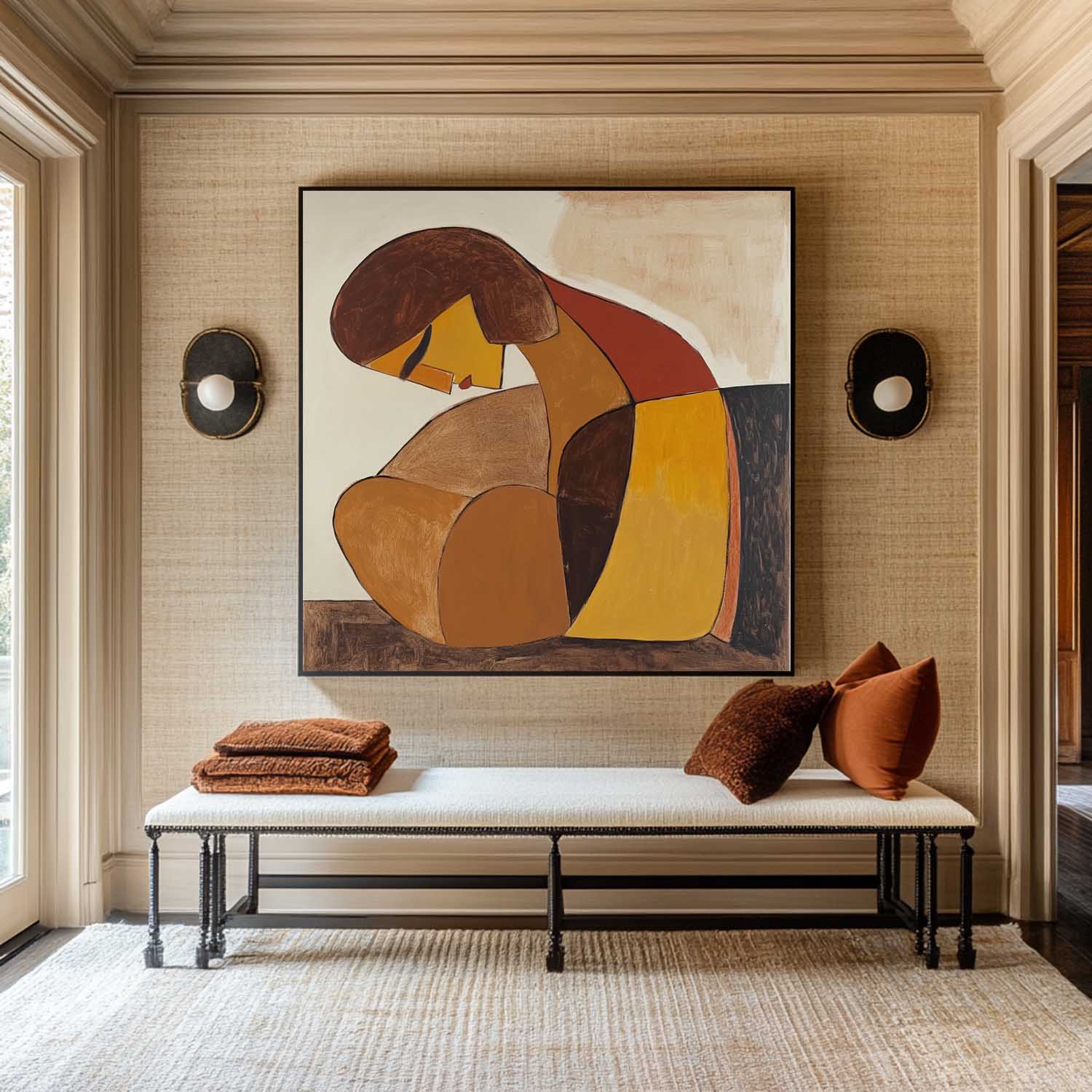 Black and Brown Minimalist Abstract Art Wabi-sabi Wall Art Modern Abstract Painting For livingroom