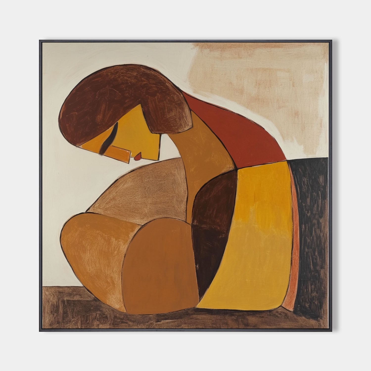 Black and Brown Minimalist Abstract Art Wabi-sabi Wall Art Modern Abstract Painting For livingroom