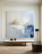 Blue Abstract Texture Painting | Large Handmade Square Canvas Wall Art | ArtExplore