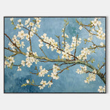 Blue Apricot Flower Painting Large Van Gogh Oil Painting Apricot Flower Landscape Canvas Painting