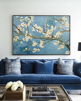 Blue Apricot Flower Painting Large Van Gogh Oil Painting Apricot Flower Landscape Canvas Painting