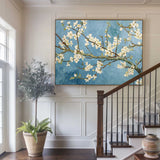 Blue Apricot Flower Painting Large Van Gogh Oil Painting Apricot Flower Landscape Canvas Painting