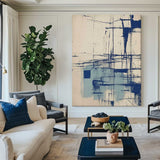 Modern Blue Beige Painting Blue Canvas Art Wabi Sabi Blue Beige Wall Art Large Fine Wall Art