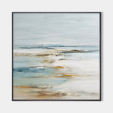 Blue Beige Seascape Abstract Oil Painting Large Textured Wall Art For Livingroom | ArtExplore