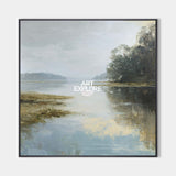 Blue Green Lake Oil Painting, Large Square Wall Art for Home – ArtExplore