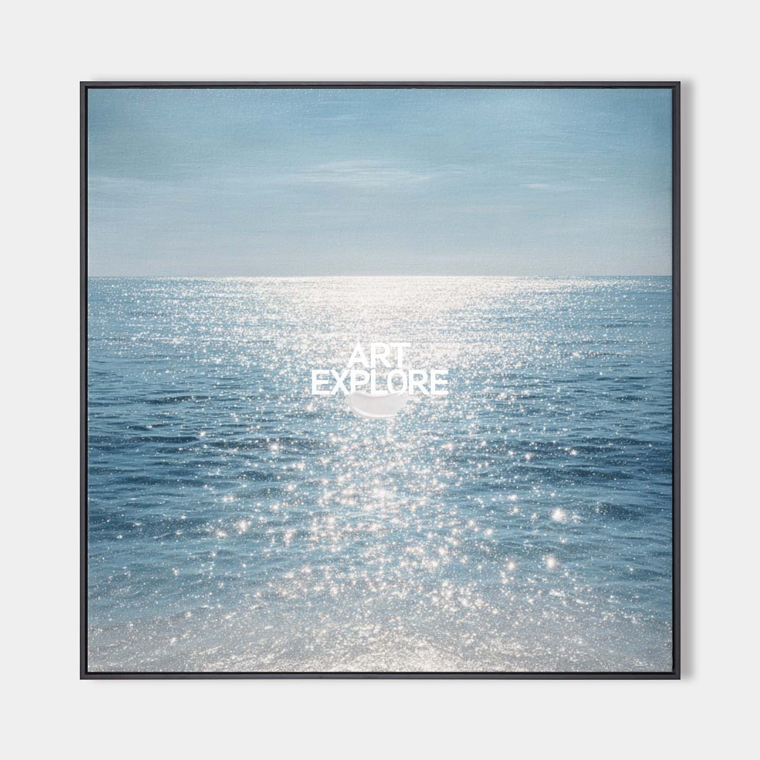 Blue Ocean Horizon Painting, Handmade Large Canvas Wall Art – ArtExplore