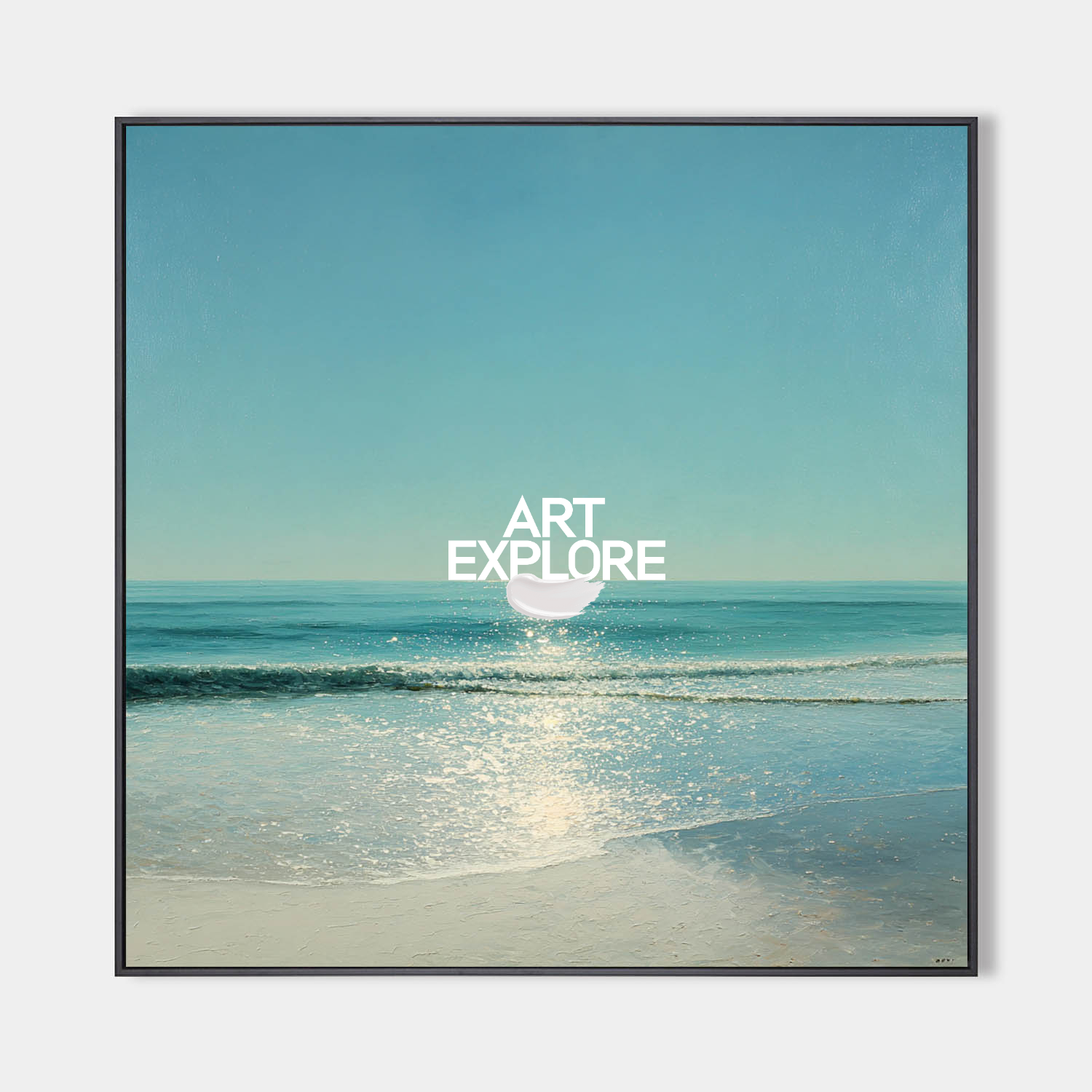 Blue Sea Ripple Square Painting – Modern Coastal Art for Walls – ArtExplore