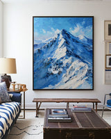 Blue Snow Mountain Peak Artwork | Modern Handmade Vertical Canvas ArtExplore