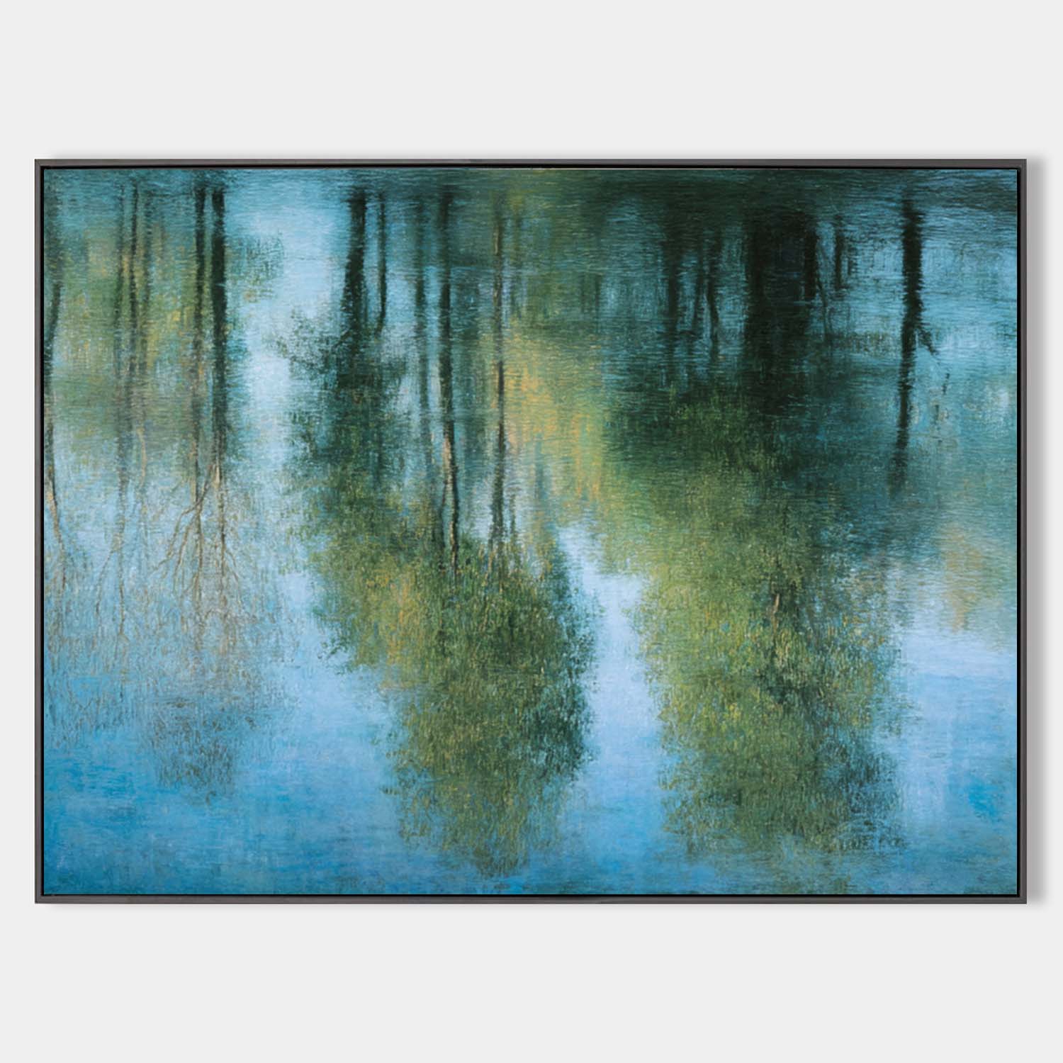 Blue Water Reflection Oil Painting – Modern Minimalist Large Wall Decor Landsacpe Art | ArtExplore