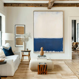 Large Blue White Painting Blue Texture Art Painting Wabi-sabi Wall Art Minimalist Canvas Wall Art