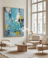 Bold Blue and Yellow Abstract Painting for Large Walls, Oil on Canvas | ArtExplore