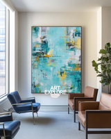 Bold Blue and Yellow Modern Abstract Painting on Canvas - ArtExplore
