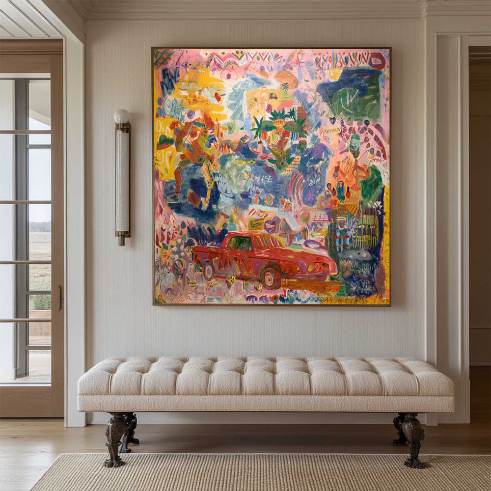 Bold Pink Graffiti Abstract Oil on Canvas – Statement Wall Decor for Modern Homes – ArtExplore