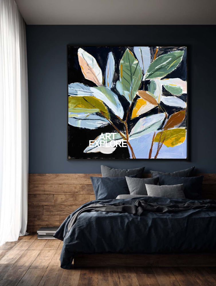 Bold Textured Botanical Wall Art Large Luxury Office Statement