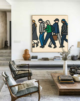 Bold Urban Figures Modern Pop Canvas | Rich Textured Handmade Art for Spacious Interiors | ArtExplore Original