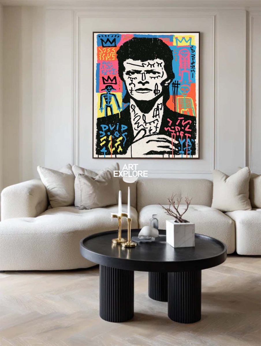 David Bowie Graffiti Portrait Canvas Painting Hand-Painted Pop Art Wall Art