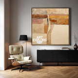 Brown Abstract Wabi-Sabi Art | Large Handmade Square Canvas Decor ArtExplore