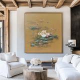 Brown Dragonfly Pond Painting | Modern Landscape Wall Art - ArtExplore