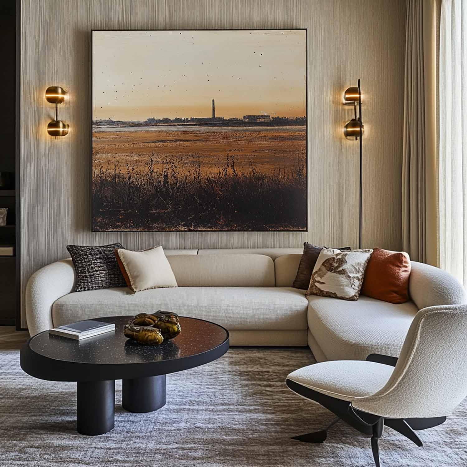 Brown Landscape Wall Art Brown Texture Wabi-sabi Wall Art Luxury Modern Abstract Painting For Sale