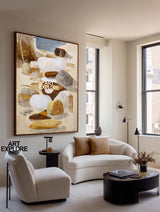 Brown Rock Abstract Texture | Vertical Large Handmade Canvas for Homes ArtExplore