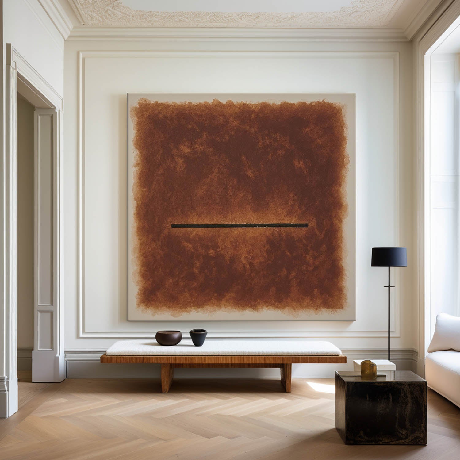 Wabi-sabi Brown Wall Art Large Gradient Monochrome Textured Canvas Art Brown Minimalist Art For Sale