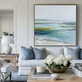 Calm Blue River Wall Art, Modern Minimalist Landscape – ArtExplore