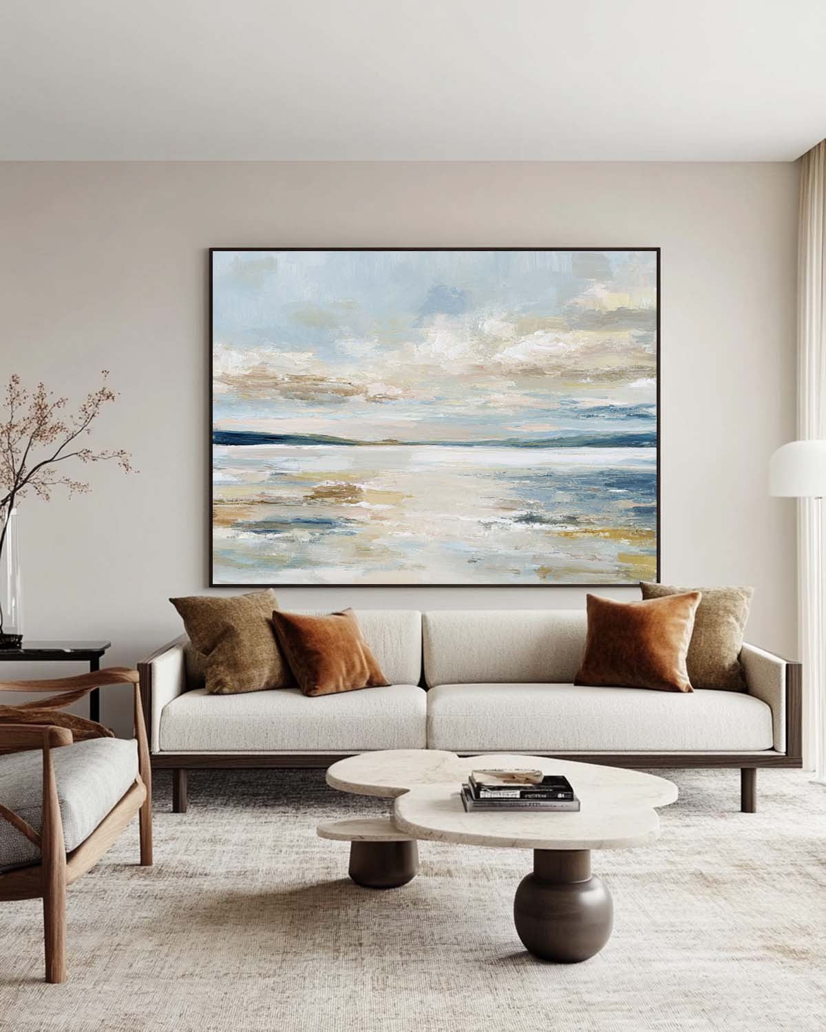 Calming Misty Lake – Large Handmade Oil Painting on Canvas – Modern Wall Art by ArtExplore
