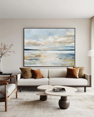 Calming Misty Lake – Large Handmade Oil Painting on Canvas – Modern Wall Art by ArtExplore