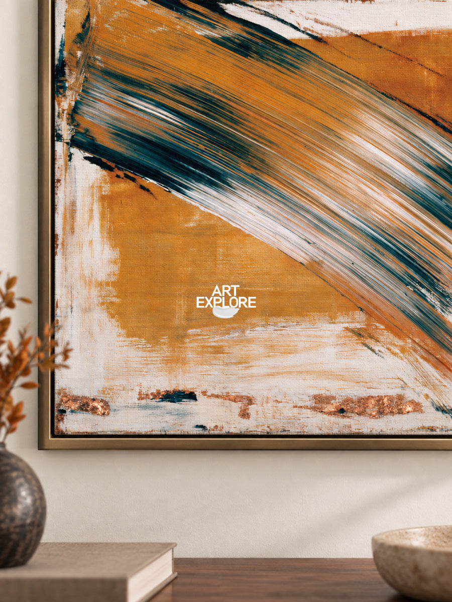 Abstract Orange And Green Canvas Painting Hand-Painted Wall Art