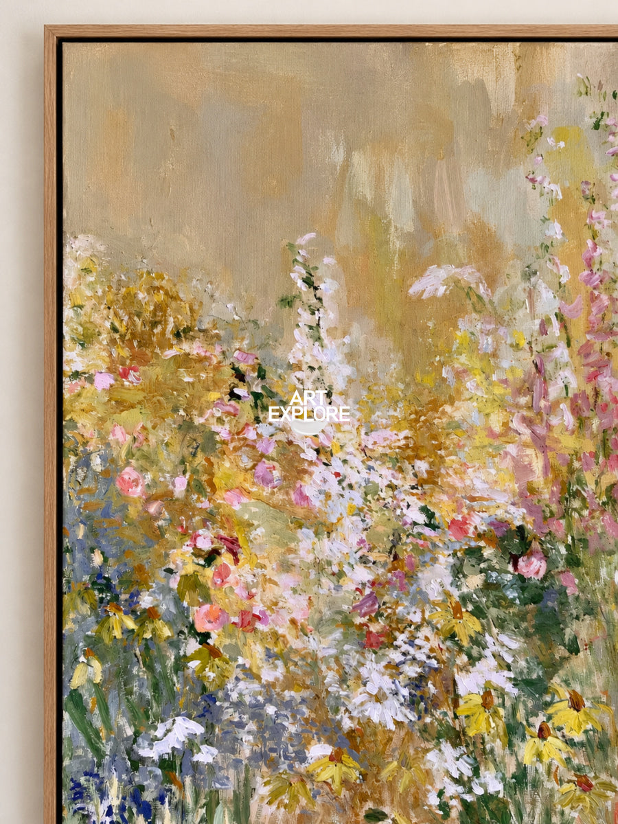 Modern Impressionist Style Hand-Painted Flower Canvas Art