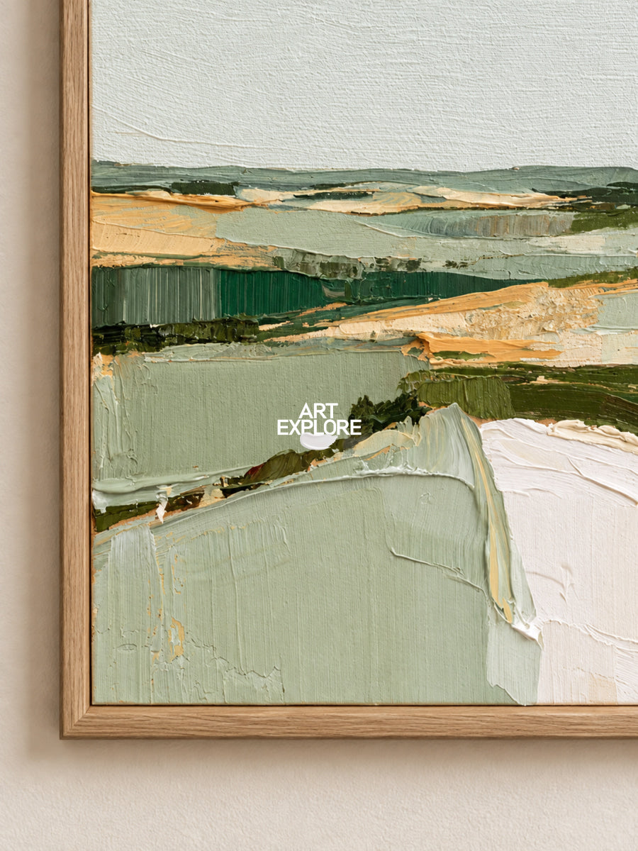 Abstract Green Landscape Canvas Painting Hand-Painted Wall Art For Modern Home Decor
