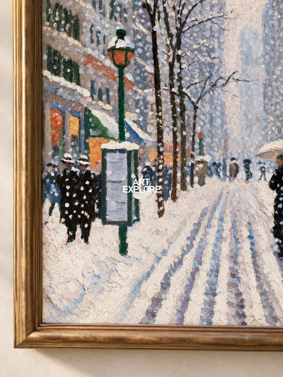 Warm Winter Scenery Canvas Painting For Modern Living Room