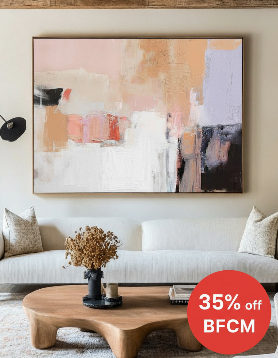 Colorful Abstract Oil Painting | Large Handmade Horizontal Wall Art | ArtExplore