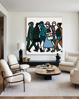 Colorful Figurative Pop Wall Art – Urban-Inspired Canvas for Modern Living Room or Office