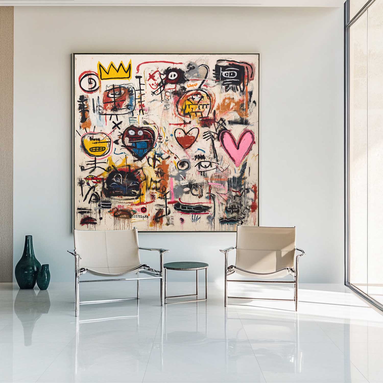 Colorful Graffiti Wall Art – Handmade Large Texture Square Painting for Modern Interiors | ArtExplore