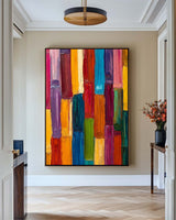 Large Colorful Painting Colorful Vertical Painting Rich Textured Painting Colorful Abstract Wall Art